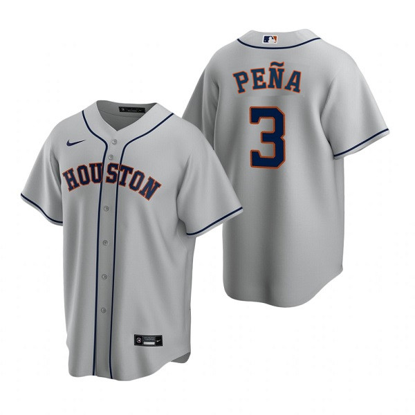 Men's Houston Astros #3 Jeremy Peña Gray Cool Base Stitched Jersey